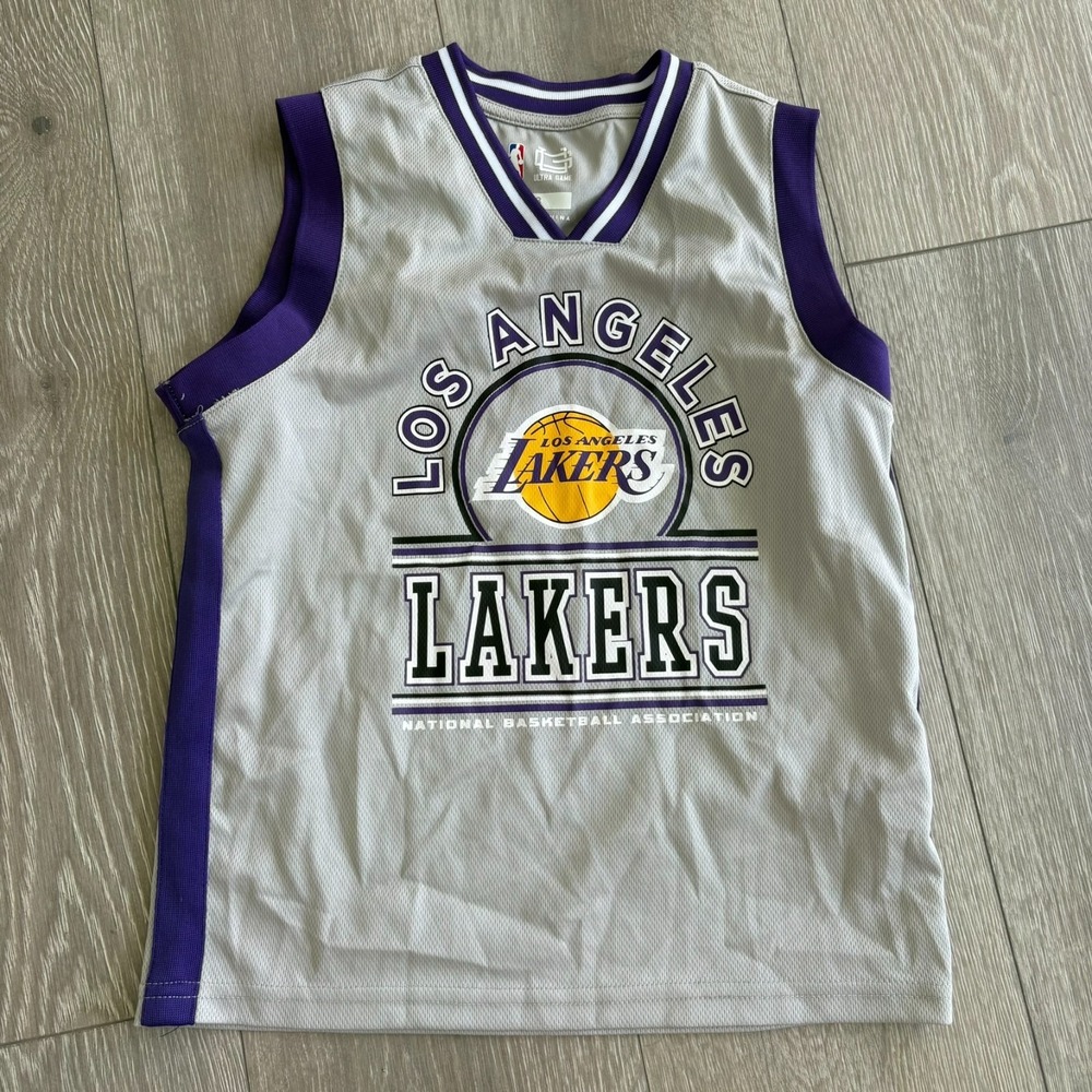 Ultra Game Youth Gray Purple Los Angeles Lakers Sleeveless Basketball Jersey 8